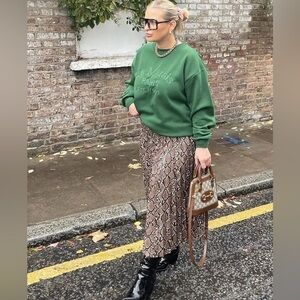 Zara Brown Snakeskin Maxi Skirt